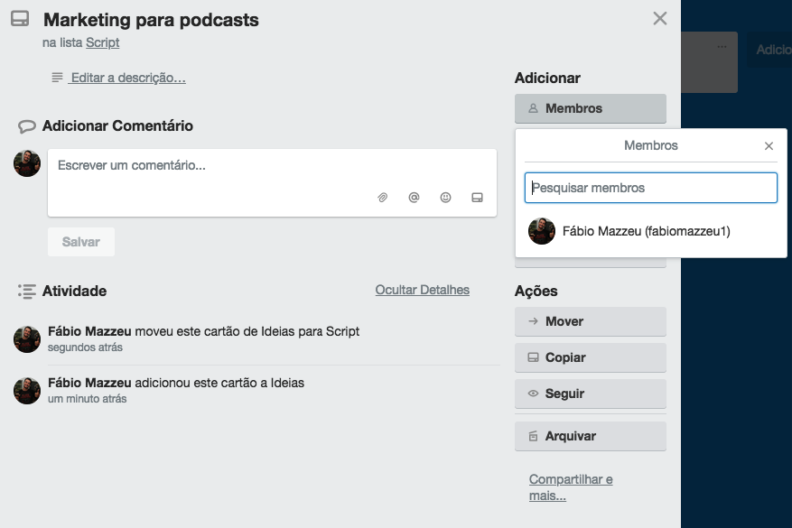 Marketing para podcast com trello planejar podcast
